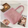 Bolsa de Hombro de Lona de Conejito Linda Estilo Coreano Estilo Universitario Versátil para Estudiantes Bolsa de Compras de Pana para Mujer