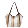 Bolso Cesta de Verduras de Color Contrastante Bolso de Mujer Moda Transfronteriza Bolso de Hombro de Lona Minimalista Textura de Alta Gama Bolso Tote de Gran Capacidad