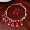 Aretes y Collar Ajustables de Gota de Agua Tachonados con Diamantes, Set de Joyería Vintage de Lujo Ligero con Diseño de Cadena para Suéter para Mujeres
