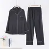 Pijama de Seda Imitación de Comercio Exterior para Mujer, Cárdigan Delgado de Manga Larga para Primavera y Otoño, Camisola, Ropa Exterior Casual, Conjunto de Siete Piezas para Casa
