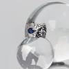 Anillo Niche Design Sense Zafiro Azul Zircón Diamante Lujo Ligero Estilo Frío Estilo Oscuro Trendy Abierto Ajustable para Hombre y Mujer