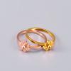 J09 Anillo Margarita Pequeña Acero Titanio Chapado Color Oro Rosa 18K Flor Crisantemo Anillo para Dedo Color de Cabello Oro Joyería