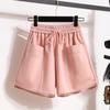 Shorts Esportivos para Mulheres 2025 Verão Calças Casuais de Perna Larga Femininas para Uso Externo Cintura Alta Modelador Look Linha A Doce Hot Pants de Três Pontos