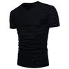 2024 talla europea verano nuevo moda casual para hombre camiseta de manga corta comercio exterior personalidad rasgada cuello en V camiseta de manga corta hombre