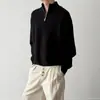 Suéter de Hombre con Cremallera y Cuello Alto 2026 Diseño Otoño/Invierno Rayado Jacquard Holgado Estilo Vintage Old Money Tejido