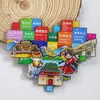 Serie YunnanAtracciones Culturales y Creativas ÚnicasXishuangbannaCiudad TurísticaSouvenirImanes de Refrigerador de Madera