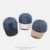 Gorra de béisbol con bloques de color estilo coreano para bebés, gorra de mezclilla con visera para niños y niñas, sombrero bordado con protección solar para niños
