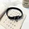 Gargantilha preta coleira de couro colar com sino pequeno colar curto chiker de nicho alça de pescoço acessórios de outono e inverno para mulheres