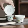 Colador de Té Celadón Estilo Chino Retro con Paisaje y Flores, Filtro de Té de Cerámica China, Accesorios para Té, Juego de Separación y Filtración de Agua para Té