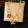 Colar Feminino Banhado a Ouro em Aço Inoxidável Vintage Transfronteiriço com Pingentes de Sol, Coração, Cruz e Peixinho, Corrente de Clavícula Empilhável Multicamadas