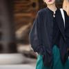 Comércio Exterior Transfronteiriço Novo Estilo Retro Chinês Algodão e Linho Botão Manga Longa Camisa Jaqueta Cardigã Zen Moda Feminina