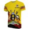 Bandera y Emblema Nacional de Uganda Camiseta Casual de Manga Corta para Hombre Impresa en 3D Venta Directa de Fábrica Suministro de Exportación