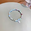 Nova Pulseira de Contas Coloridas Contrastantes Estilo Chinês Pedra Imitação Shoushan para Mulheres Verão Dopamina Colorida Design de Nicho Pulseira Elástica