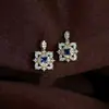 Moda Europea y Americana Transfronteriza Pendientes Franceses Retro Brillantes de Diamante para Mujer, Diseño de Nicho, Uso Diario, Pendientes Exquisitos