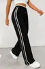 Pantalones Deportivos de Mujer para Primavera y Otoño Transfronterizos 2026 Nuevos con Raya Lateral Casual de Cintura Alta Adelgazantes de Pierna Ancha para Mujer