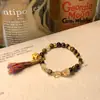 Nuevo Pulsera Trenzada de Moneda con Piedra Ojo de Tigre Estilo Chino para Mujer, Lujo Ligero Sensación de Gama Alta, Joyería de Cuerda de Mano con Diseño de Nicho
