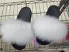 Pantuflas de piel de zorro para mujer, sandalias de piel con punta abierta, pantuflas de piel, pantuflas de suela gruesa