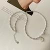 Collar y pulsera de plata de ley 925 con diseño de nicho, con cuentas redondas de bambú, bañadas en plata francesa, con un toque de dulce amor.