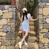 Vestido Chaleco de Encaje Francés con Cuello en V para Mujer, Diseño de Verano, Estilo de Resort Costero, Vestido Corto Ceñido a la Cintura
