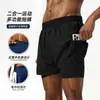 Shorts esportivos masculinos respiráveis, de comprimento três quartos, adequados para maratona, fitness, treino e corrida, com um bolso traseiro para guardar um telefone