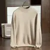 Suéter de Cachemira para Hombre Otoño e Invierno Nuevo Cuello Alto Medio Engrosado Color Puro Suéter Tejido Negocios Casual Tejido Camisa Base