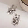 Brincos de Franja Coração Super Brilhantes Estilo Coreano Agulha de Prata, Brincos Minimalistas de Moda High-End de Luxo Leve para Mulheres