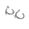 Pendientes de Aro con Línea Geométrica Simple de Plata de Ley S925 Suchuang S925 Pendientes con Textura de Anillo C para el Uso Diario de las Niñas