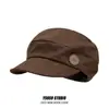 Boina Vintage con Botones para Mujer 2025 Nuevo Otoño/Invierno Adelgazante para la Cara Pequeño Sombrero Octagonal Estilo Coreano Elegante Versátil Sombrero de Artista Tendencia