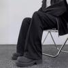 Pantalones de Traje Duffian Negros para Hombre Estilo Americano Vibe High Street Costuras Traje Micropantalones Nicho Sueltos Combinan con Todo Pantalones Casuales