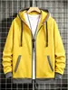 Sudadera con capucha y manga larga para hombre, bordado con logo, de venta caliente transfronteriza, con cordón y cremallera, en colores lisos, adecuada para uso casual y deportivo