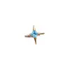 Pendientes de Titanio Aleación de Titanio F136 Cuadrado Dorado Circonita Estrella de Cuatro Puntas G23 Titanio Rosca Interna Circonita Labio Stud Lengua Stud Joyería para Piercing