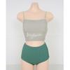 23 Nuevo traje de baño de cintura alta con abertura y tirantes de color contrastante para mujer, bikini de vacaciones de aguas termales