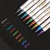 Hermoso Bolígrafo Bolígrafo Suave Metálico Colorido Doble Punta Gancho de Punta Suave Estudiante DIY Cuaderno de Bocetos Caligrafía Pincel Suave Colorido