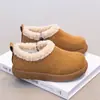 Zapatos de Algodón para Niñas Zapatos Birkenstock para Niños 2026 Estilo Nuevo Niños Grandes Invierno Aterciopelado Espeso Zapatos de Piel Botas de Nieve Cálidas