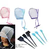Herramientas de teñido de cabello directo de fábrica gorro para recoger el cabello + juego de ganchillo teñido de cabello aceite para tratamiento capilar gorro para hacer agujeros cabello especial gorro para recoger el cabello