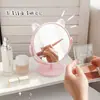 Espejo de Maquillaje Lindo de Gato y Orejas de Conejo Espejo Pequeño para el Hogar Espejo de Escritorio para Dormitorio de Estudiantes Espejo de Belleza para Oficina