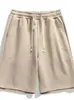 Cross-Border 2026 Verão Cor Sólida Simples Masculino Marca da Moda Caimento Solto Cintura Elástica Cordão Shorts Casuais Esportivos