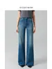 Jeans Retro Clássico/Perna Larga Levemente Flare Cintura Alta para Mulheres, Caimento Solto, Novo Estilo Outono 2026, Emagrecimento e Casual