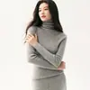 Prenda de una sola pieza sin costuras, cuello alto de color liso para mujer, prenda interior acanalada, suéter ajustado