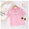 Camisa sin mangas de encaje para niña estilo princesa Menta Mambo Conjunto de verano para bebé niña Estilo coreano Top Estilo británico