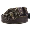 Cinturón vaquero occidental con borde de remolque de vaca, moderno, vintage, juvenil, con relieve punk, de cuero con tachuelas para hombre.