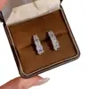 Pendientes cuadrados de cristal de diseño europeo y americano estilo francés para mujer, pendientes de alta resistencia chapados en oro, pendientes elegantes y únicos para mujer