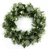 Guirnalda Simulada Hoja de Eucalipto Anillo para Puerta Planta Simulada Puerta y Ventana Festiva Colgante de Flor Simulada Adornos de Corona Decorativa Venta al por Mayor