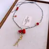 Nuevo Collar con Colgante de Calabaza de Cinabrio Estilo Chino con Borla, Estilo Étnico Vintage, Cadena Sencilla para Suéter, Joyería de Nicho con Diseño Único