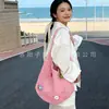 Bolso de Hombro Tejido Hueco de Verano para Mujer 2025 Nuevo Estilo Bolso de Punto con Flor de Hilo Gran Capacidad Bolso Tote