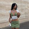 INS Estilo Europeo y Americano Transfronterizo 2023 Primavera y Verano Nuevo Camiseta de Moda de Color Sólido Ajustada para Mujer