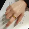 Versión Coreana del Nuevo Producto Popular en Línea, Anillo Escarchado Tres Vidas Tres Mundos para Mujer, Anillo Sencillo de Acero de Titanio, No se Desvanece, Galvanoplastia al Vacío