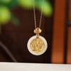 Yilu plata S925 plata esterlina chapado en oro jade Hetian ocho dioses guardianes colgante hebilla de la paz retro estilo nacional colgante Ruyi