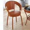 Silla de Ratán para Balcón Silla Individual con Respaldo Tejida a Mano Sala de Estar Dormitorio Silla de Ratán Giratoria Simple para el Hogar Silla de Ratán Pequeña para Exteriores