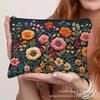 Amazon Transfronterizo Poliéster Lino Impresión Digital 2D Bordado de Imitación Floral Lienzo Bolsa de Maquillaje con Gran Capacidad